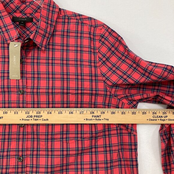 New J. Crew size 14 Red Plaid Cotton Long Sleeve Button Down Preppy Office Work - Picture 5 of 8